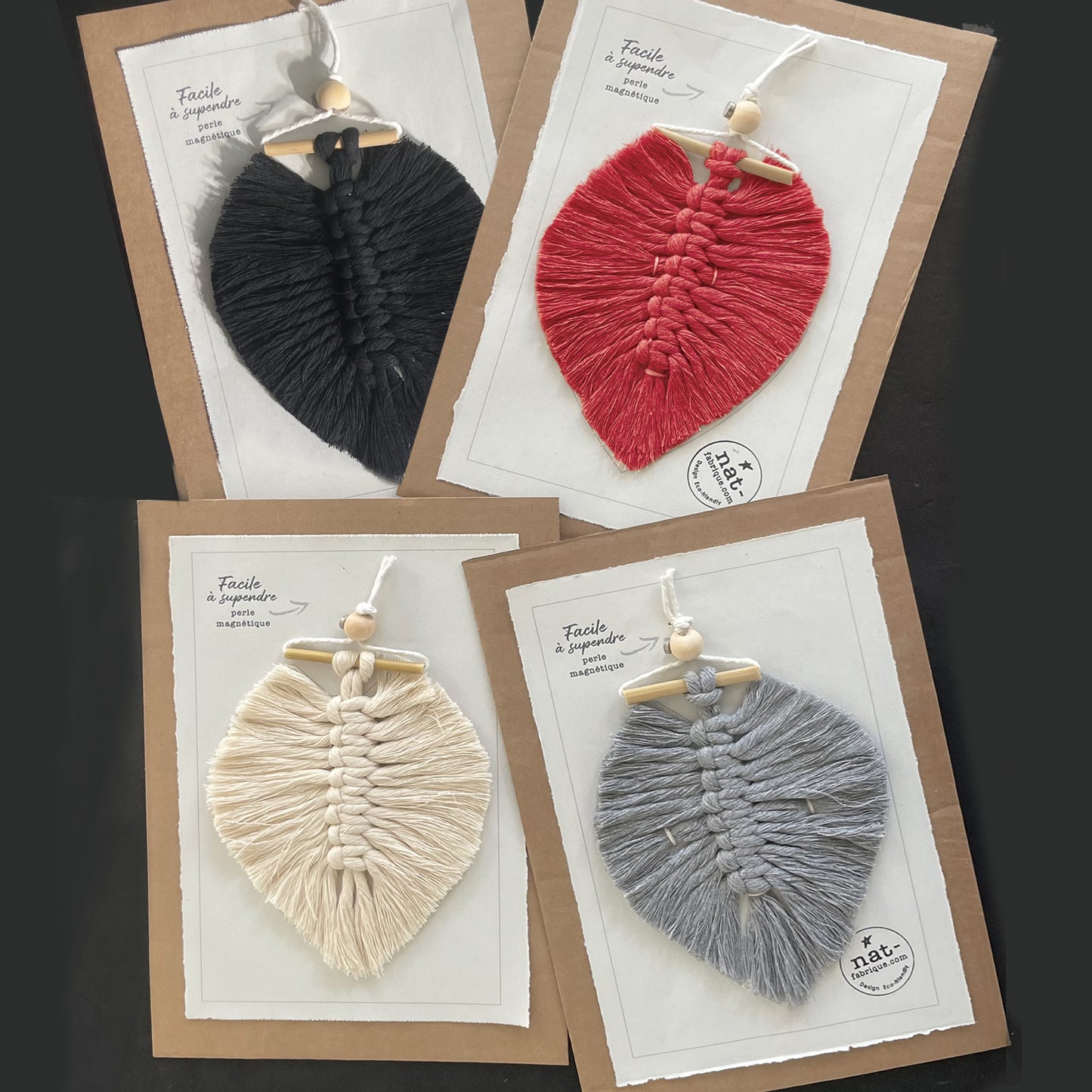 Feuille/Plume macramé décoration • Magnettes